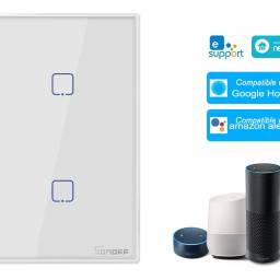 Interruptor Inteligente Sonoff T0US2C-TX tctil de pared  2 Pulsadores WiFi