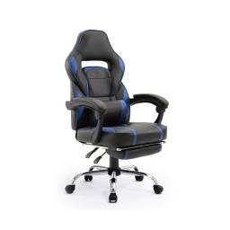 Silla Gamer | Reposabrazos, Posa Pies, Negra y Azul