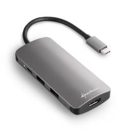 Adaptador Sharkoon USB C a 3 USB 3.0, HDMI y Micro SD