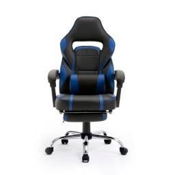 Silla Gamer | Reposabrazos, Posa Pies, Negra y Azul
