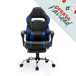 PROMO NAVIDAD Silla Gamer | Reposabrazos, Posa Pies, Negra y Azul