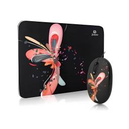 Combo Mouse + Mouse Pad JETION JT-DMS046 | Diseo Mariposa Negro