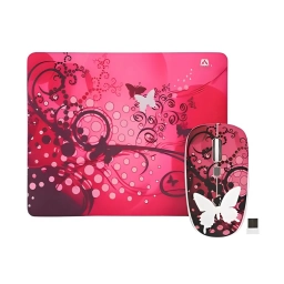 Combo Mouse + Mouse Pad JETION JT-DMS046 | Dise�o Mariposa Rosado