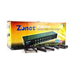 Switch Zonet KVM3016 | 16 Puertos PS/2, Sin Cables