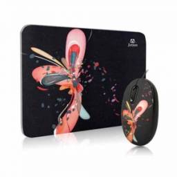 Combo Mouse y Mouse Pad JETION JT-DMS046 mariposa fondo negro
