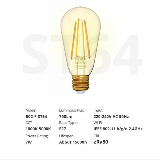 Lámpara LED Smart Wi-Fi Sonoff B02-F-ST64