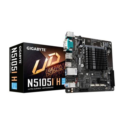 Mother Gigabyte N5105I H G10 con Procesador integrado Intel Quad-Core Celeron N5105 (hasta 2,9 GHz) - Nueva
