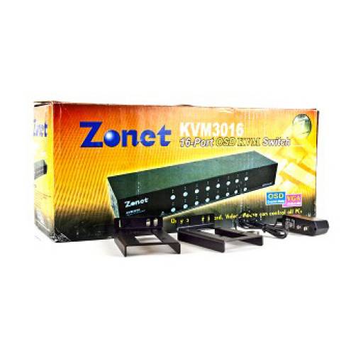 Switch Zonet KVM3016 | 16 Puertos PS/2, Sin Cables