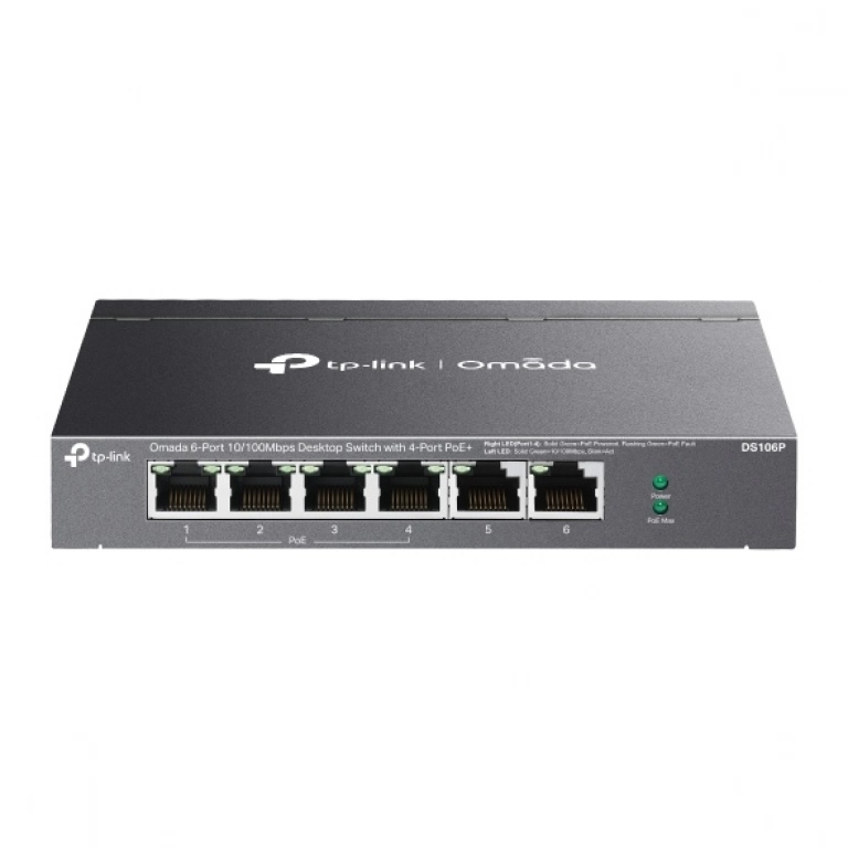 Switch Omada DS106P | 6 puertos 10/100 Mbps, PoE+ 4 Puertos 