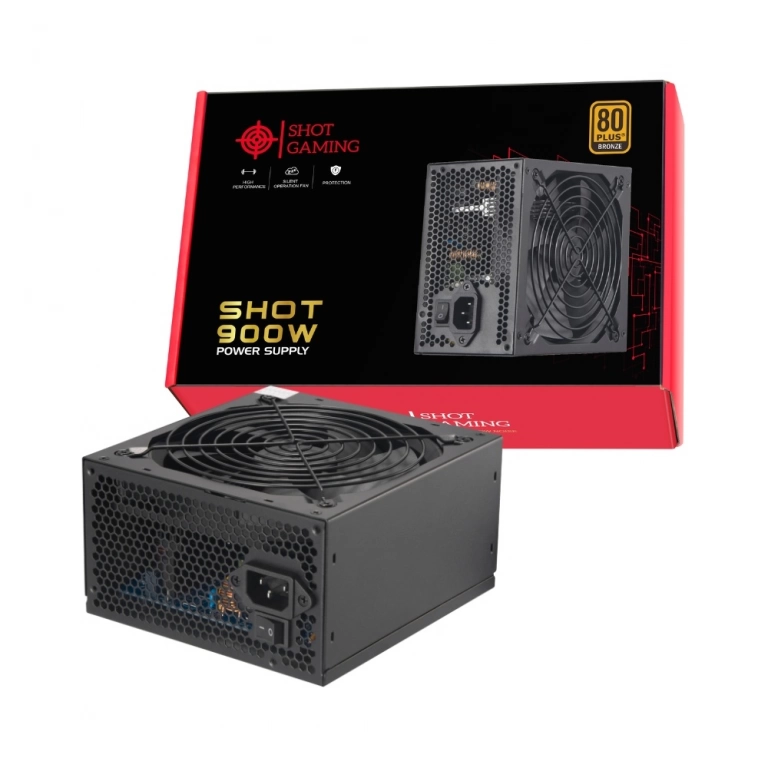 Fuente Shot Gaming Pro Series | Negra, 900W 80+ BRONZE